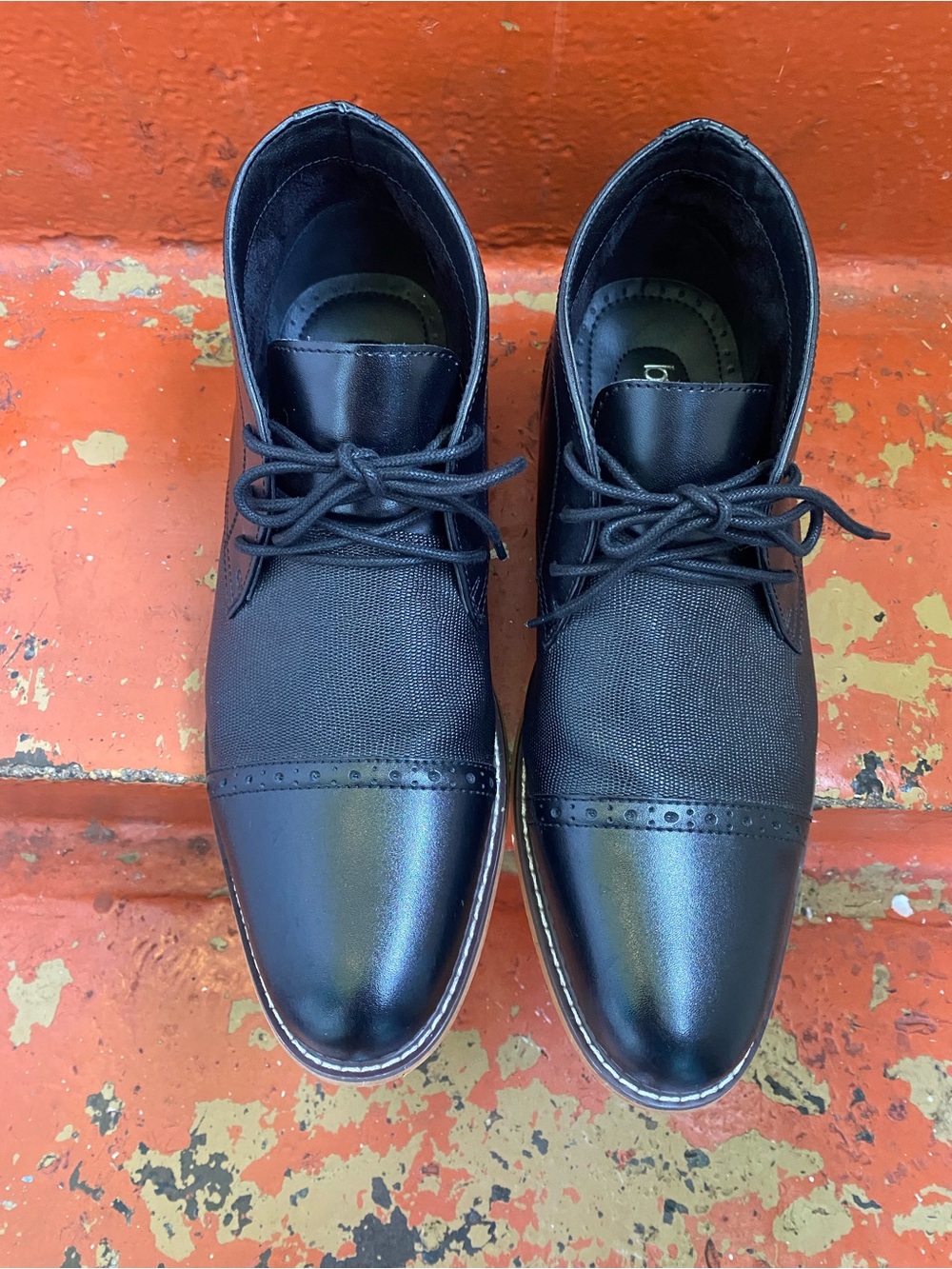 Bar III Black Textured Cap-Toe Derby Shoes